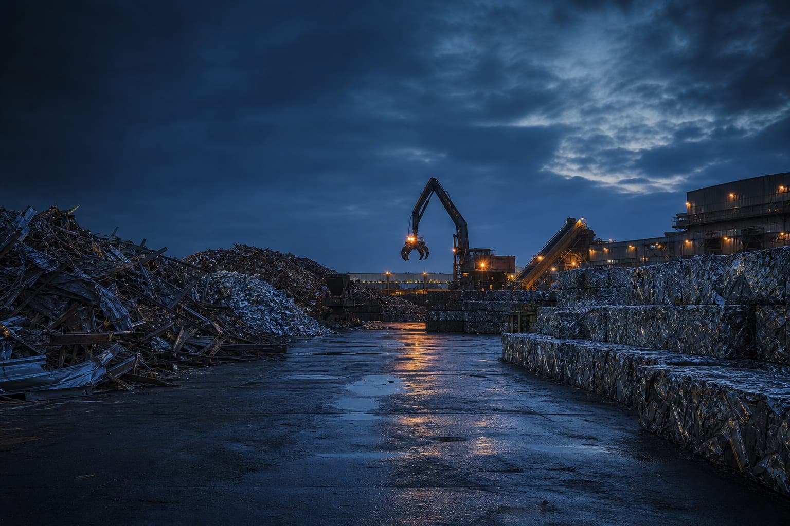 Segregated industrial material staged for shipment